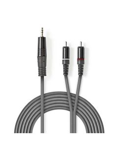 Nedis COTH22200GY15 - Stereofonní Audio Kabel | 3,5 mm Zástrčka – 2x RCA Zástrčka | 1,5 m | Šedá barva