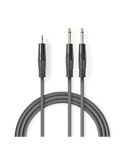 Nedis COTH23200GY15 - Stereofonní Audio Kabel | 2x 6,35mm Zástrčka – 3,5mm Zástrčka | 1,5 m | Šedá barva