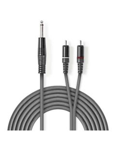 Nedis COTH23300GY15 - Stereofonní Audio Kabel | 6,35mm Zástrčka – 2x RCA Zástrčka | 1,5 m | Šedá barva