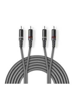Nedis COTH24200GY30 - Stereofonní Audio Kabel | 2x RCA Zástrčka – 2x RCA Zástrčka | 3 m | Šedá barva