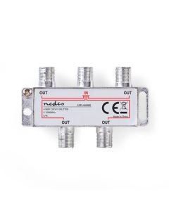Nedis SSPL400ME - CATV F-Rozbočovač | Max. zisk 8,0 dB | 5–1 000 MHz | 4 výstupy