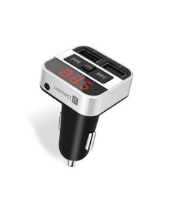 CONNECT IT InCarz Bluetooth transmitter,USB nabíječka, Handsfree, přehrávač, STŘÍBRNÝ