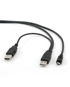GEMBIRD CABLEXPERT Kabel USB A-MINI 5PM 2.0,  0,9 m DUÁLNÍ pro extra napájení