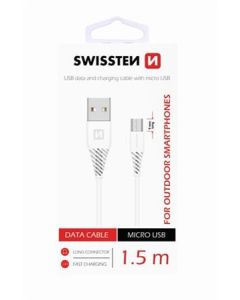 SWISSTEN DATA CABLE USB / MICRO USB 1,5 M BÍLÝ (9mm)