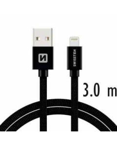 SWISSTEN DATA CABLE USB / LIGHTNING TEXTILE 3,0M BLACK