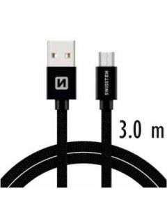 SWISSTEN DATA CABLE USB / MICRO USB TEXTILE 3,0M BLACK