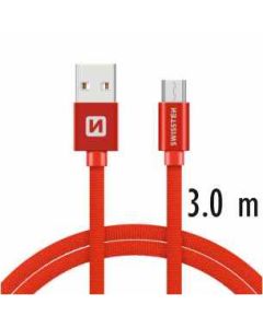 SWISSTEN DATA CABLE USB / MICRO USB TEXTILE 3,0M RED
