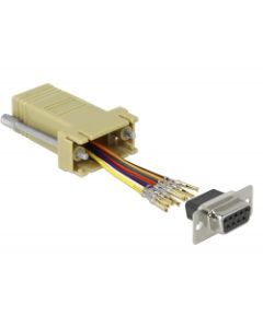 Delock Adaptér Sub-D devítipinového zásuvkového konektoru na montážní sestavu zásuvkového konektoru RJ45, šedý