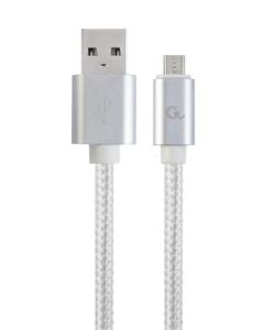 GEMBIRD CABLEXPERT Kabel USB A Male/Micro USB Male 2.0, 1,8m, opletený, stříbrný, blister