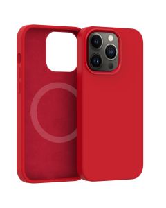Silikonový kryt CARNEVAL SNAP pro iPhone 14 plus s MagSafe - červená