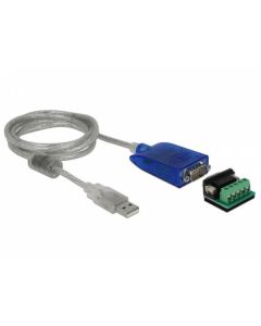 Delock Adaptér USB Typ-A na sériové rozhraní RS-422/485 DB9 s ochranou proti přepětí 600 W a rozšířeným rozmezím teplot