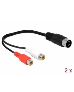 Delock Kabel s diodovým 5 pinovým konektorem DIN na 2 x zásuvkové konektory RCA, dálka 20 cm
