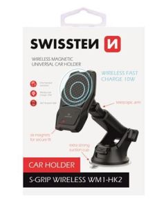 SWISSTEN MAGNETICKÝ DRŽÁK DO AUTA S BEZDRÁTOVÝM NABÍJENÍM S-GRIP WM1-HK2