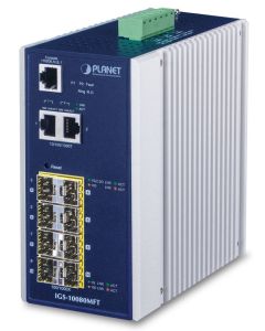 Planet IGS-10080MFT průmyslový L3 switch, 2x1Gb, 6x1Gb SFP, 2x2.5Gb SFP, 12-48VDC, -40~75°C, IP30