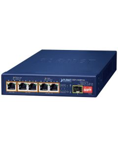 Planet BSP-115HP-5A Hybridní PoE solární switch, 5x 1Gb, 1x SFP, 1x PoE++ 802.3bt, 2x 802.3at, 2x at/pasivní, -20~65°C