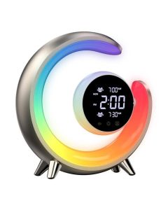 IMMAX LED noční lampička PEACOCK s hodinami/ RGB světlo/ 20W/ 400lm/ 5V/2,1A/ USB port/ zlatá