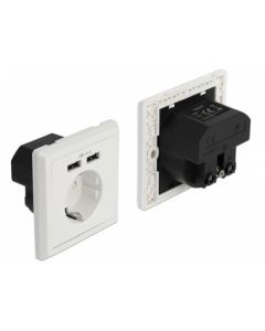 Delock Zásuvka pod omítku se dvěma napájecími porty USB Typu-A na 2,4 A