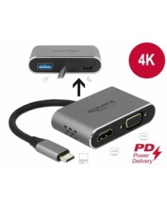 Delock Adaptér z USB Type-C™ na HDMI a VGA s portem rozhraní USB 3.0 a PD