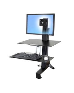 ERGOTRON WorkFit-S, Single HD Workstation with Worksurface (black), nastavitelný stolní držák pro monitor, kláv.+myš. police