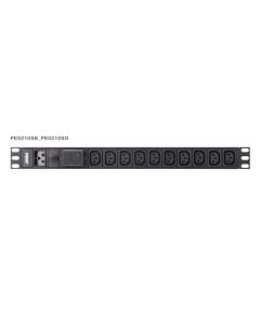Aten PE0210S Základní 1U PDU s přepěťovou ochranou 16A Vstup C20 výstup 10X C13