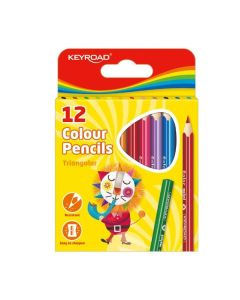 Pastelky KEYROAD trojhranné poloviční 12 ks