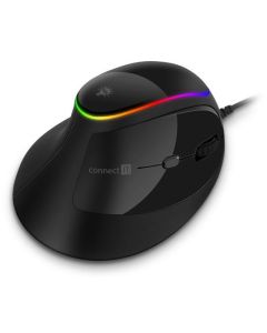 CONNECT IT GAME FOR HEALTH ergonomická vertikální myš, podsvícená, drátová, ČERNÁ
