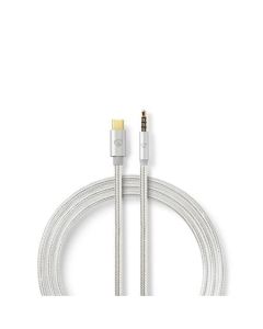 Nedis CCTB65940AL10 - USB-C Sluchátkový Kabel s Adaptérem | USB-C Zástrčka – 3,5 mm Zástrčka | 1 m | Hliníkový