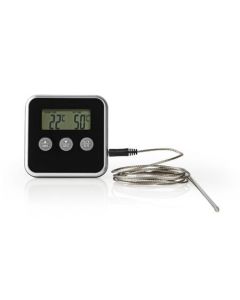 Nedis KATH105BK - Teploměr na Maso | 0–250 °C | Digitální Displej | Časovač