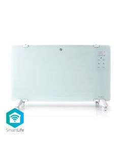 Nedis WIFIHTPL20FWT - Chytré Wi-Fi Konvekční Topné Těleso | Termostat | Skleněný Přední Panel | 2 000 W | Bílé