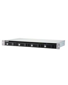 QNAP 4-bay 1U 12" short-depth rackmount 3.5" SATA HDD USB 3.0 type-C hardware RAID external enclosure. 1M USB 3.0 type-C to type-A