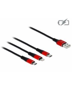 Delock Nabíjecí kabel USB 3 v 1 pro Lightning™ / Micro USB / USB Type-C™, 30 cm