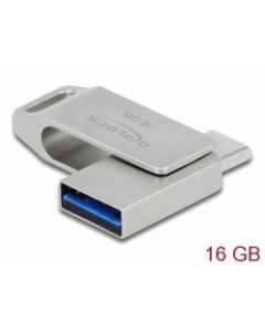 Delock Flash disk USB 3.2 Gen 1, USB-C™ + Typ-A, 16 GB - kovový kryt