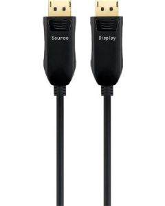PremiumCord Optický DisplayPort 1.3/1.4 přípojný kabel M/M, zlacené konekt. 15m