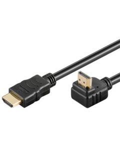 PremiumCord HDMI High Speed+Ethernet kabel, zlacený zahnutý konektor 90° 1m