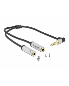 Delock Adaptér sluchátek z 1x3,5 mm 4pinového stereofonního zástrčkového konektoru na 2x3,5mm 3pinový stereofonní konekt