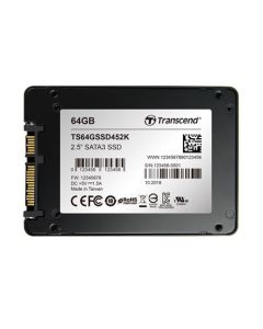 TRANSCEND SSD452K 64GB Industrial (3K P/E) SSD disk 2.5" SATA3, 3D TLC, Aluminium case, 560MB/s R, 520 MB/W, černý