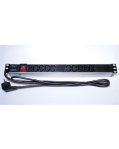 PremiumCord Panel napájecí do 19" racku 1U, 9xIEC (C13), 2m kabel,vypínač