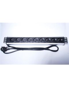 PremiumCord Panel napájecí do 19" racku 1.5U, 9x230V, 2m kabe