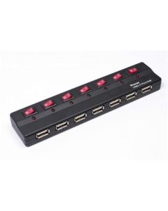 PremiumCord USB 2.0 HUB 7-portový s ext. napájením a vypínači portů
