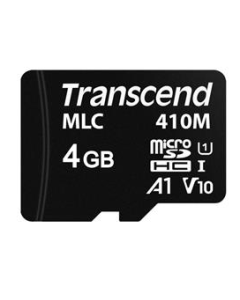 Transcend 4GB microSDHC410M UHS-I U1 (Class 10) A1 V10 MLC průmyslová paměťová karta (bez adaptéru), 100MB/s R, 22MB/s W