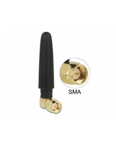 Delock Všesměrová anténa SMA zástrčková 90° pro signál WLAN 802.11 b/g/n, 2 dBi, černá