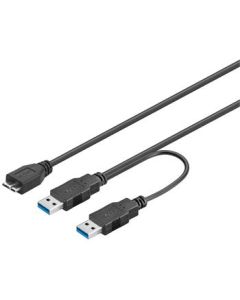 PremiumCord USB 3.0 napájecí Y kabel A/M + A/M -- Micro B/M