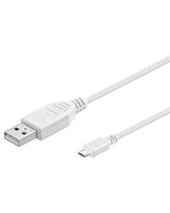 PremiumCord Kabel micro USB 2.0, A-B 1m, bílá