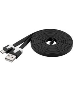 PremiumCord Kabel micro USB 2.0, A-B 2m, plochý PVC kabel, černý