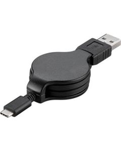 PremiumCord Kabel USB 3.1 C/M - USB 2.0 A/M, charging a sync navíjecí kabel 1m