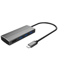 PremiumCord Adaptér USB 3.1 Type-C male na HDMI female + 3x USB 3.0, aluminum
