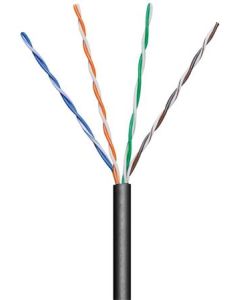 goobay TP Kabel 4x2,drát UTP Cat5e AWG24, 100m, černá, venkovní provedení