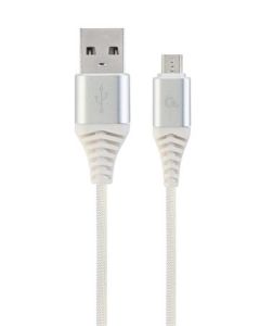 GEMBIRD CABLEXPERT Kabel USB 2.0 AM na MicroUSB (AM/BM), 1m, opletený, bílo-stříbrný, blister, PREMIUM QUALITY