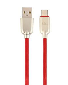 GEMBIRD CABLEXPERT Kabel USB 2.0 AM na Type-C kabel (AM/CM), 1m, pogumovaný, červený, blister, PREMIUM QUALITY