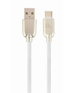 GEMBIRD CABLEXPERT Kabel USB 2.0 AM na Type-C kabel (AM/CM), 2m, pogumovaný, bílý, blister, PREMIUM QUALITY